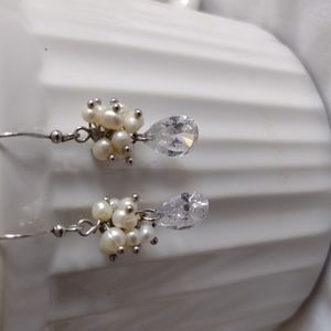 Glass and pearl earrings